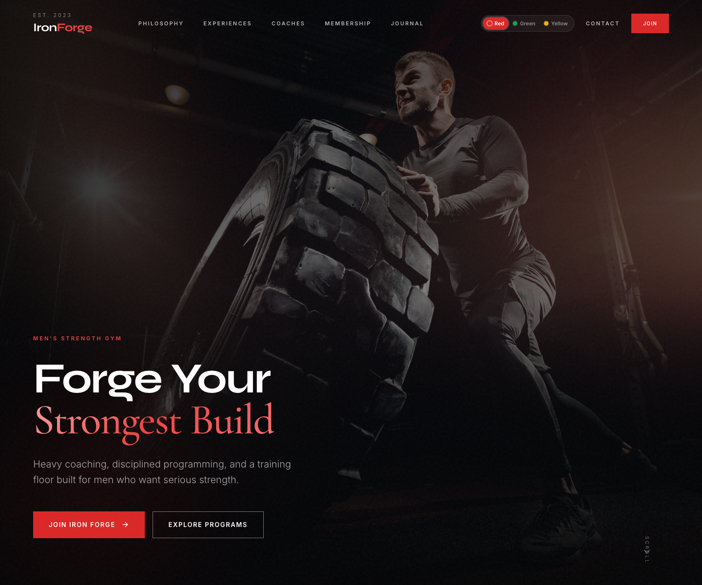 Iron Forge Gym website template screenshot